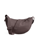Lieblingstasche small moon bag in a muted mauve colour with an adjustable crossbody strap and zip closure