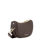 Lieblingstasche Sporty Sister dark brown crescent-shaped crossbody bag with gold hardware and pebbled leather texture