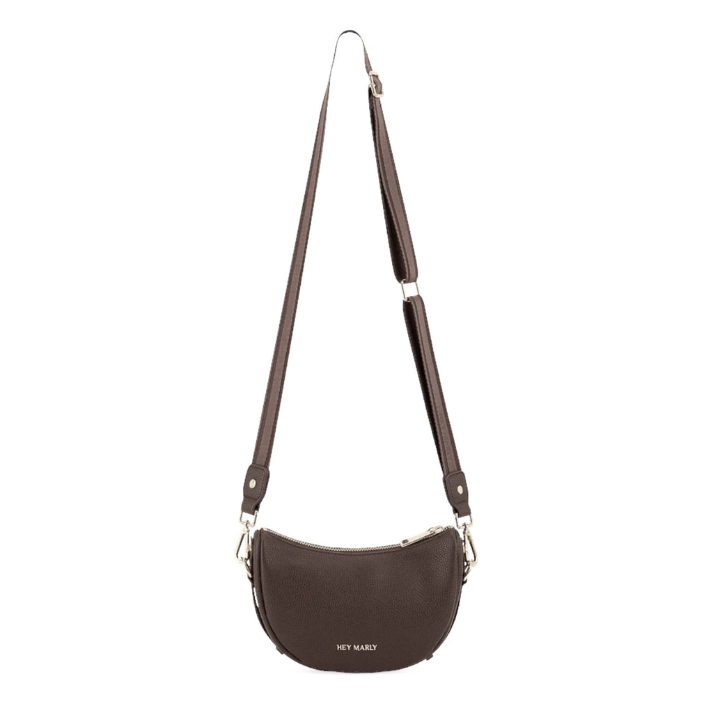 Lieblingstasche Sporty Sister dark brown crescent-shaped crossbody bag with adjustable strap and silver hardware