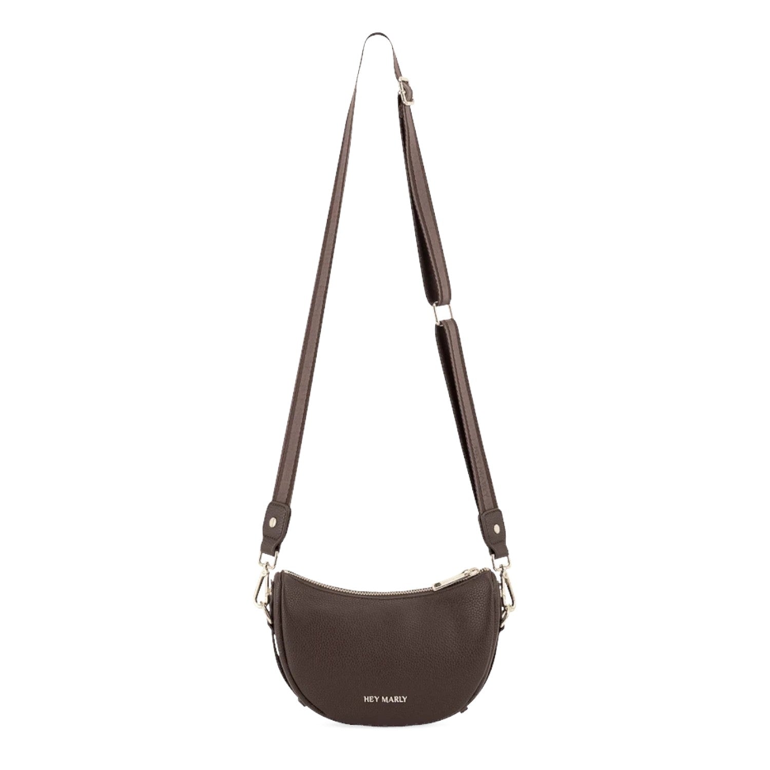 Lieblingstasche Sporty Sister dark brown crescent-shaped crossbody bag with adjustable strap and silver hardware