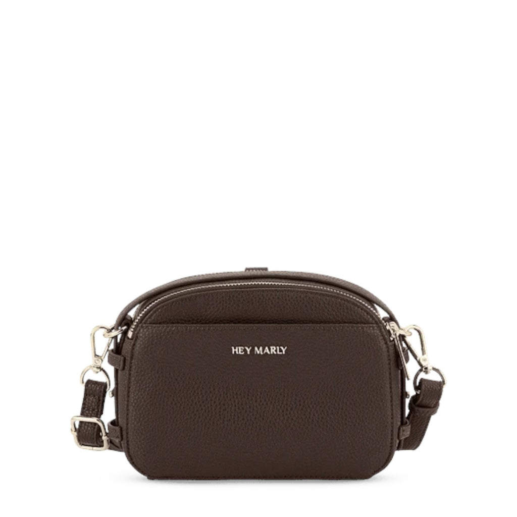 Lieblingstasche Style Mate dark brown pebbled leather crossbody bag with silver hardware and adjustable strap