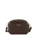 Lieblingstasche Style Mate dark brown pebbled leather crossbody bag with silver hardware and adjustable strap