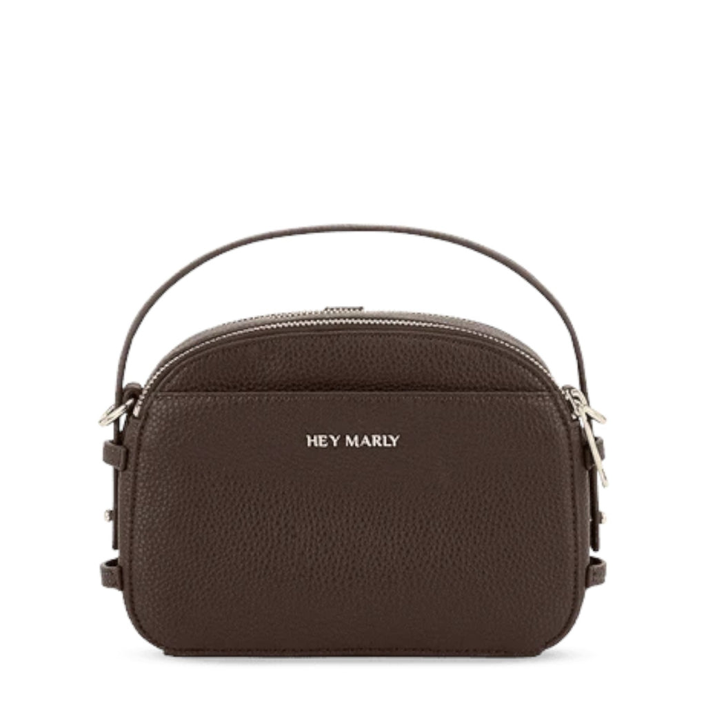 Lieblingstasche Style Mate dark brown pebbled leather crossbody bag with silver hardware and top handle