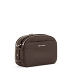 Lieblingstasche Style Mate dark brown pebble leather crossbody bag with silver zippers and Hey Marly logo