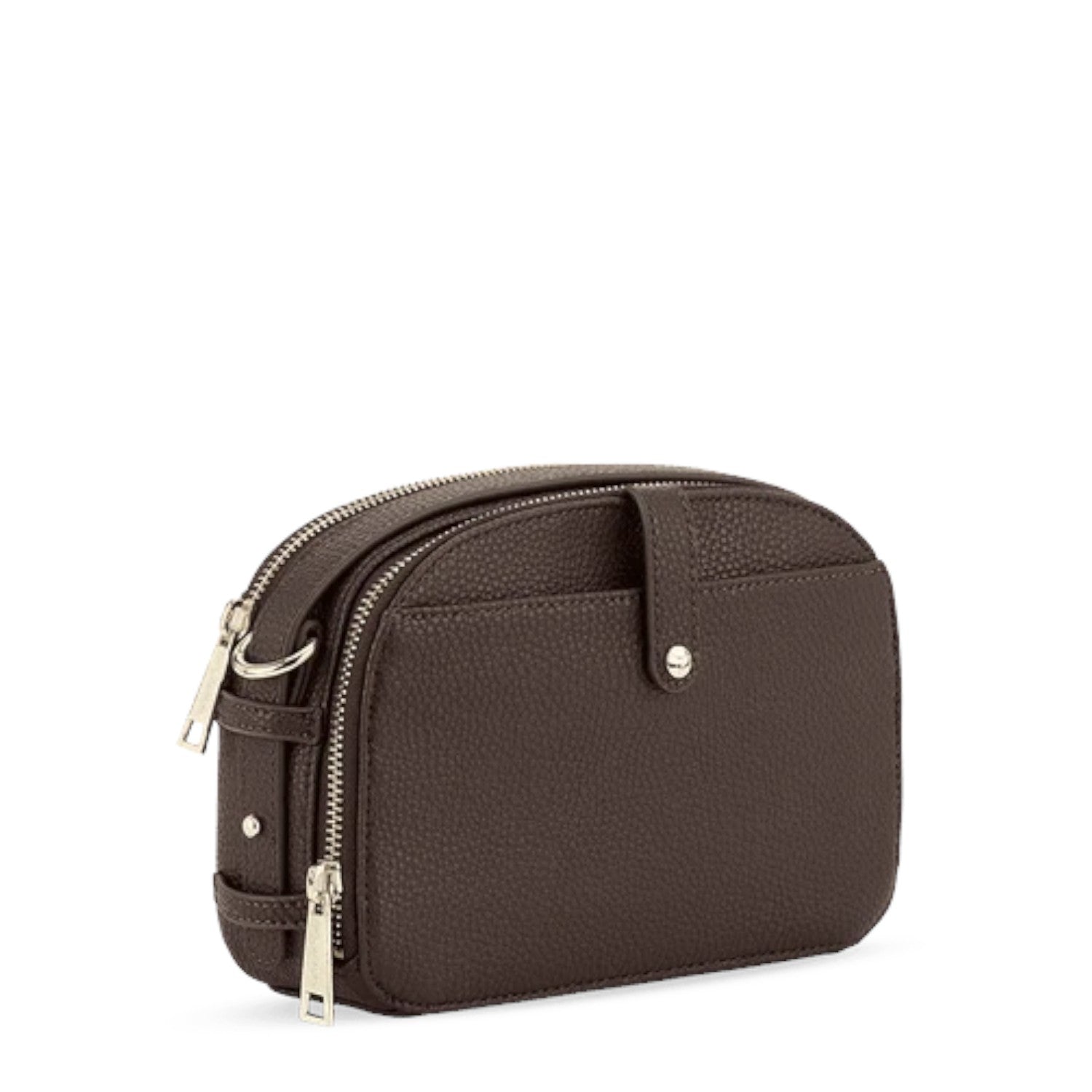 Lieblingstasche Style Mate dark brown pebble leather crossbody bag with silver hardware and front pocket