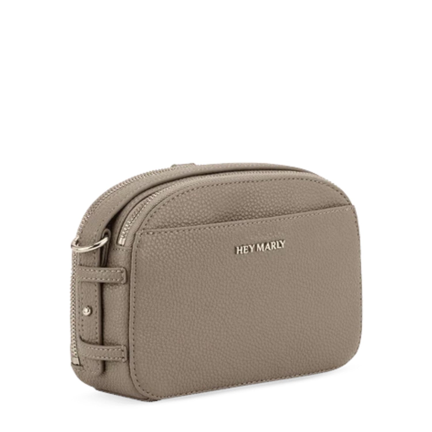 Lieblingstasche Style Mate taupe pebbled leather crossbody bag with silver hardware and front pocket