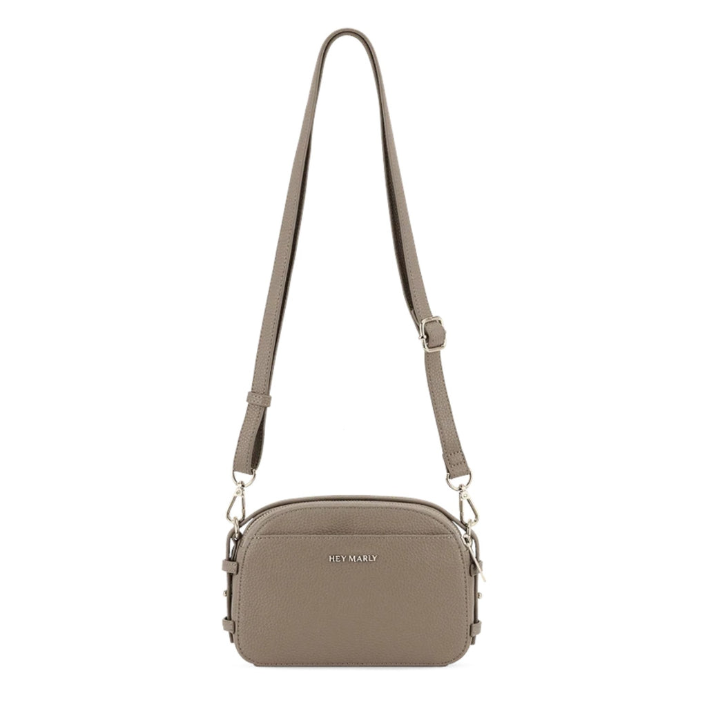 Lieblingstasche Style Mate taupe leather crossbody bag with adjustable strap and silver hardware