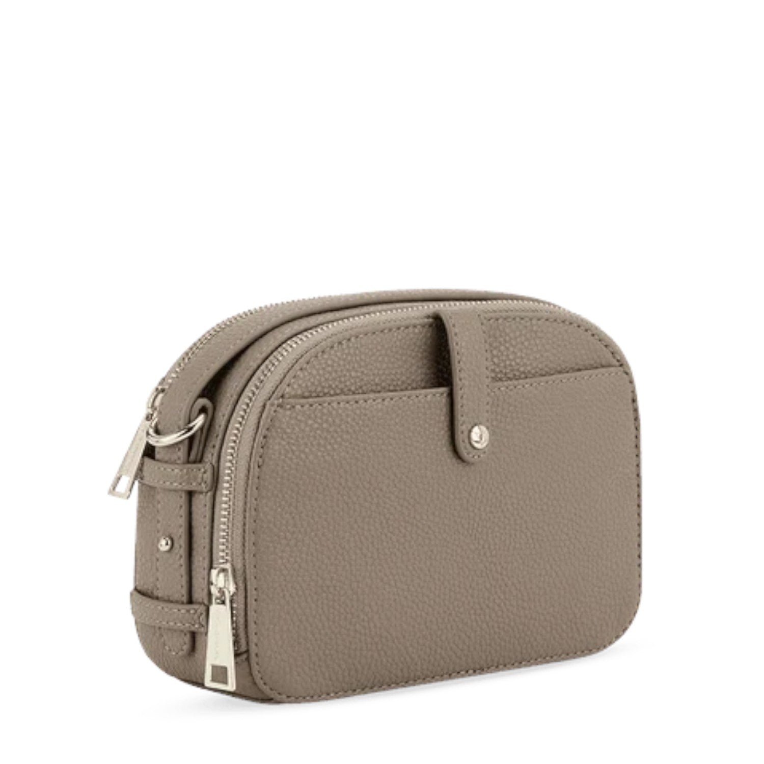 Lieblingstasche Style Mate taupe pebbled leather crossbody bag with silver hardware and front pocket