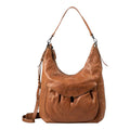 Lieblingstasche Mrs. Banoffee Pie hobo bag in tan leather with a slouchy silhouette and front pocket detail.