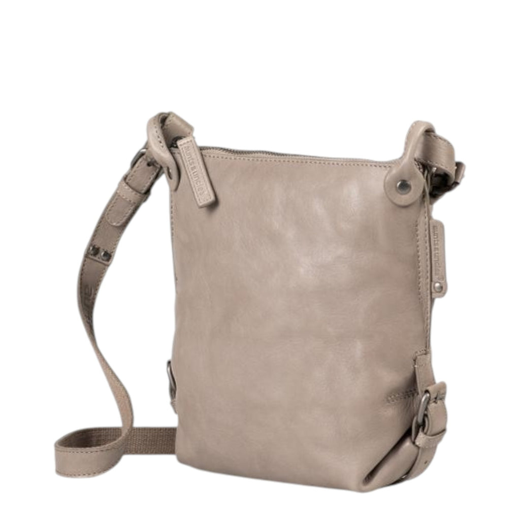 Lieblingstasche Mrs. Chocolate Cookie taupe leather crossbody bag with adjustable strap and zip closure