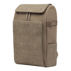 Lieblingstasche Bali Pro taupe vegan leather backpack with front zip pocket and side pockets.