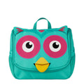 Lieblingstasche teal owl toiletry bag for kids with pink eyes and yellow beak