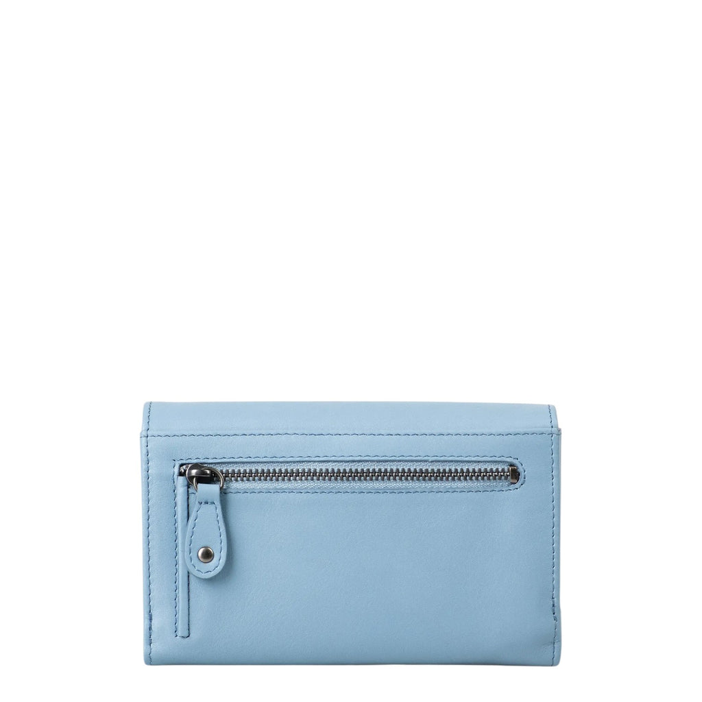 Lieblingstasche Thyme light blue leather wallet with a back zipper pocket