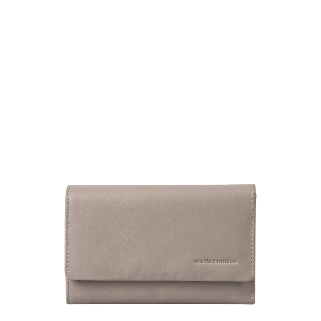 Lieblingstasche Thyme taupe leather wallet with a minimalist flap design and embossed logo