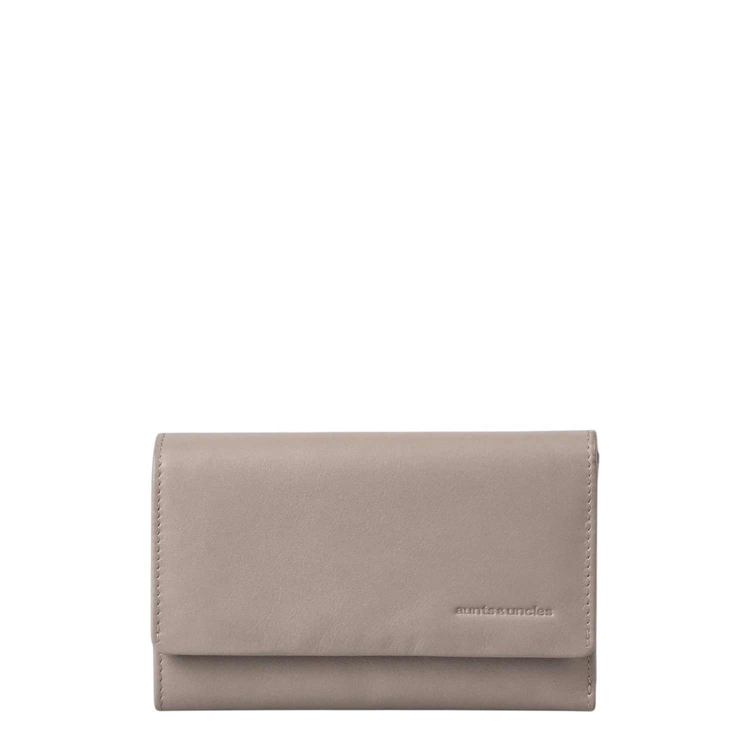 Lieblingstasche Thyme taupe leather wallet with a minimalist flap design and embossed logo