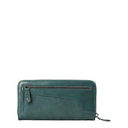 Lieblingstasche Tilda dark green leather wallet with a zippered exterior pocket and silver hardware