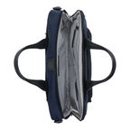 Lieblingstasche Tumi Alpha medium 15-inch navy blue briefcase with open top view and grey interior lining
