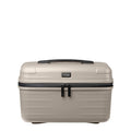 Lieblingstasche UPGRADE beautycase in beige with a durable hard shell, black zipper, and top carry handle.