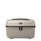 Lieblingstasche UPGRADE beautycase in beige with a durable hard shell, black zipper, and top carry handle.