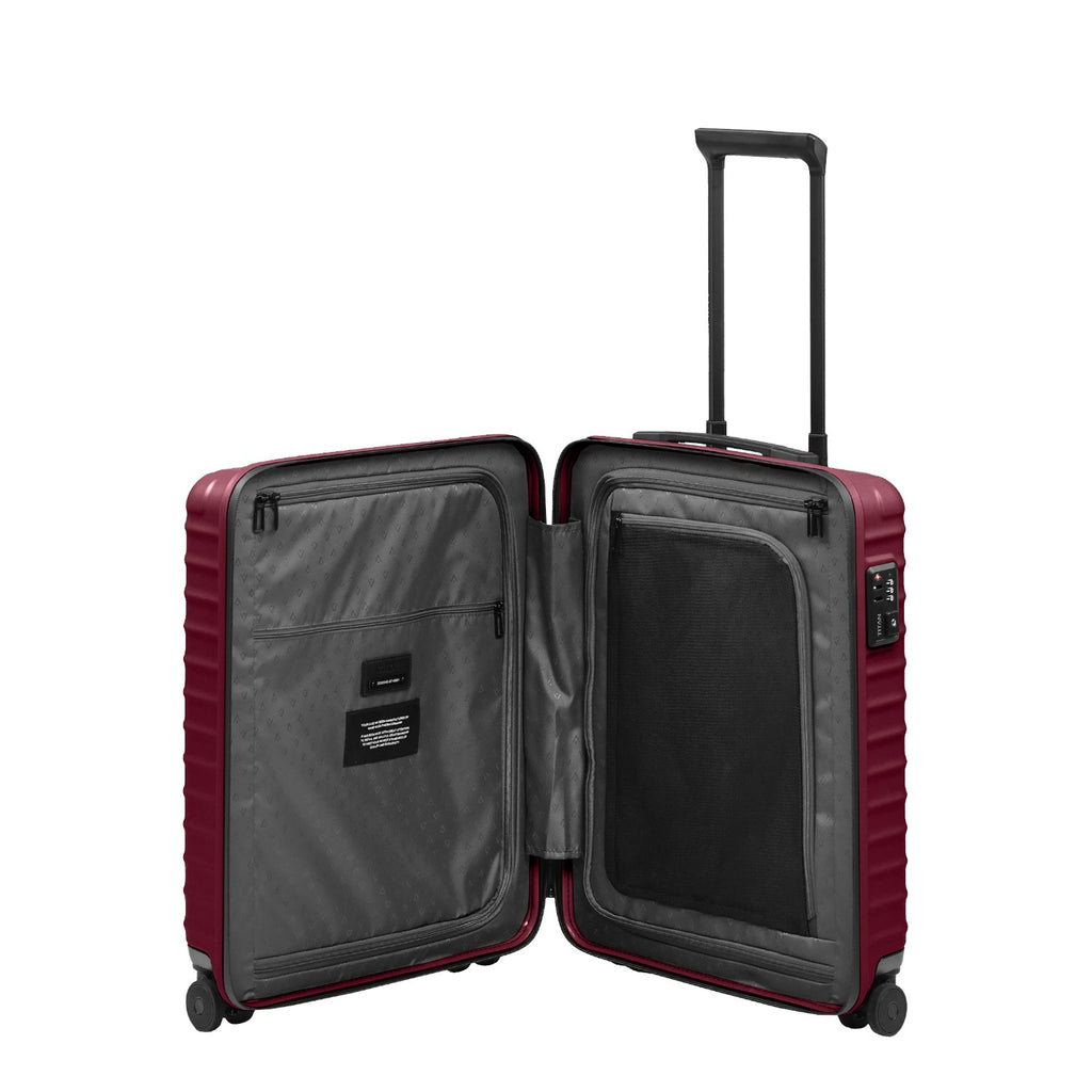Lieblingstasche UPGRADE 4w Trolley S20 open showing grey interior lining with zippered mesh compartments