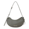 Lieblingstasche Win Re olive green pebbled leather crescent shoulder bag with gold hardware and knot detail.