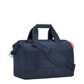 Lieblingstasche Allrounder M travel bag in dark blue heathered fabric with sturdy handles and shoulder strap
