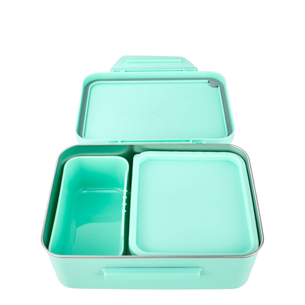 Lieblingstasche stainless steel lunch box in mint green with removable inner containers and divider