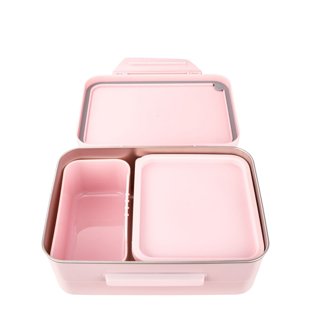 Lieblingstasche stainless steel lunch box in light pink with removable inner containers and divider for school