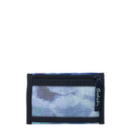 Lieblingstasche Satch wallet with blue floral pattern, featuring a transparent mesh coin pocket and zipper closure.
