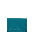 Lieblingstasche Satch teal fabric wallet with a durable textured finish and embossed logo on the front