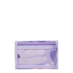 Lieblingstasche Satch wallet in light purple with a floral pattern, featuring a front zipper pocket.
