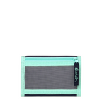 Lieblingstasche Satch wallet in dark blue and mint green with a transparent mesh window and zipper closure