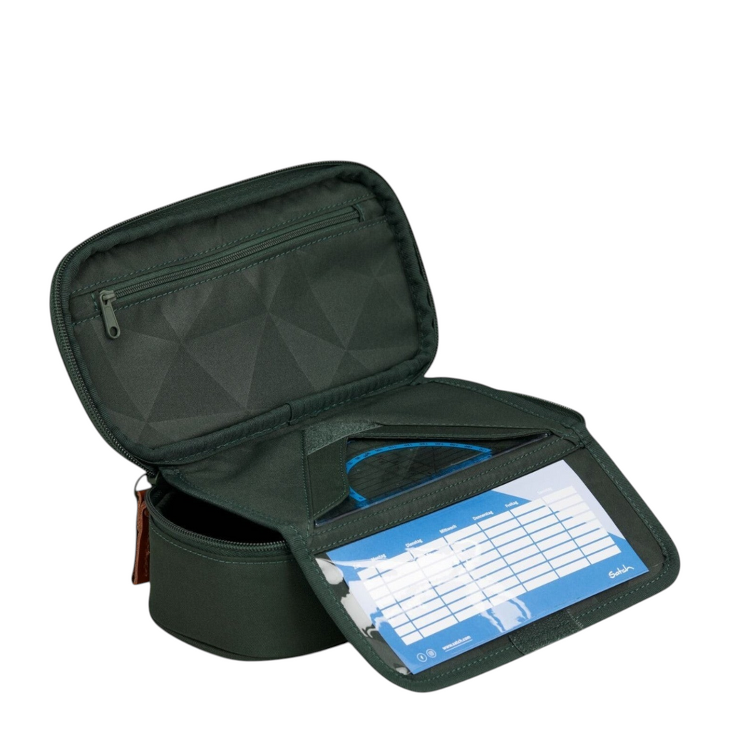 Lieblingstasche Satch Schlamperbox pencil case in dark green with internal organizer and timetable slot