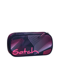 Lieblingstasche Satch pencil case in dark blue and pink with geometric line pattern and zip closure