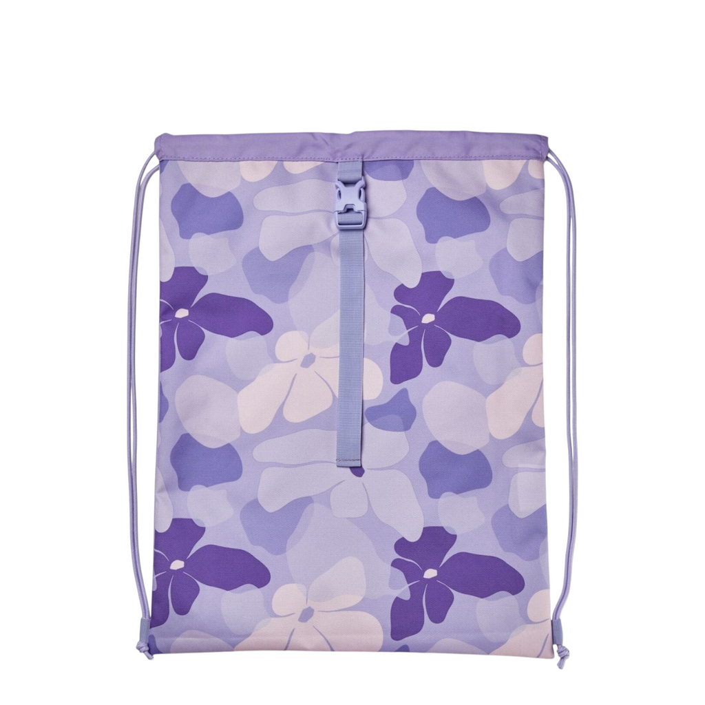 Lieblingstasche Satch purple floral print drawstring sports bag with buckle closure for school and gym