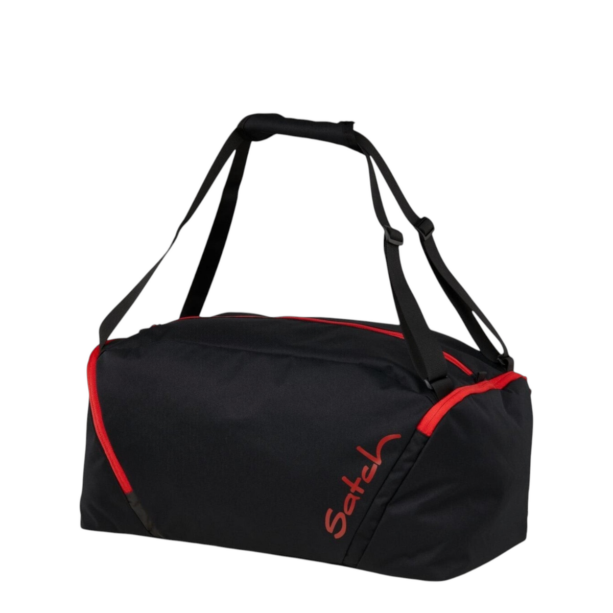 Lieblingstasche satch black and red sports bag with adjustable straps and separate shoe compartment