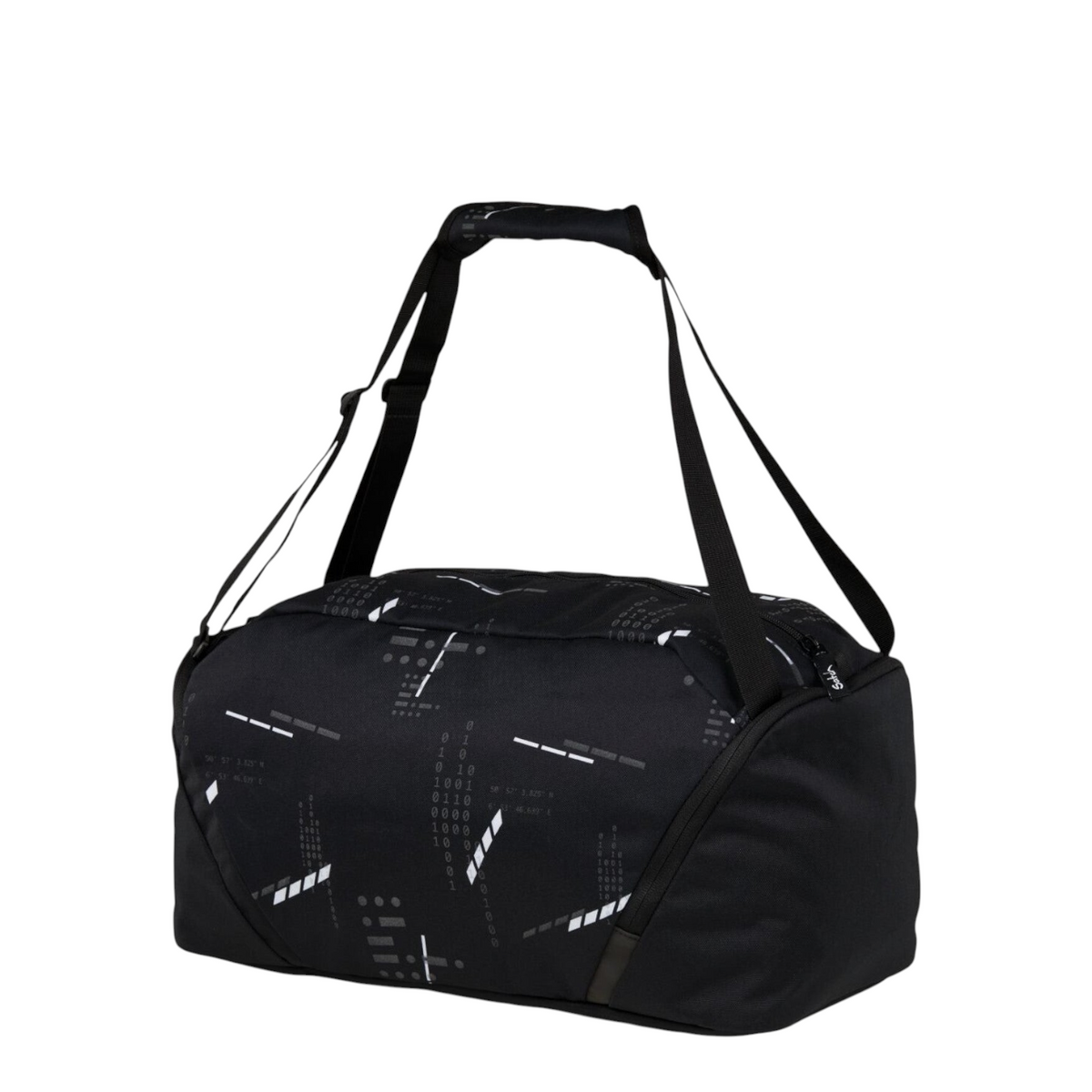 Lieblingstasche satch reflective black sports bag with digital pattern, separate shoe compartment and carry straps.