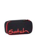 Lieblingstasche Satch pencil case in black with red zipper and logo, made from recycled PET material.