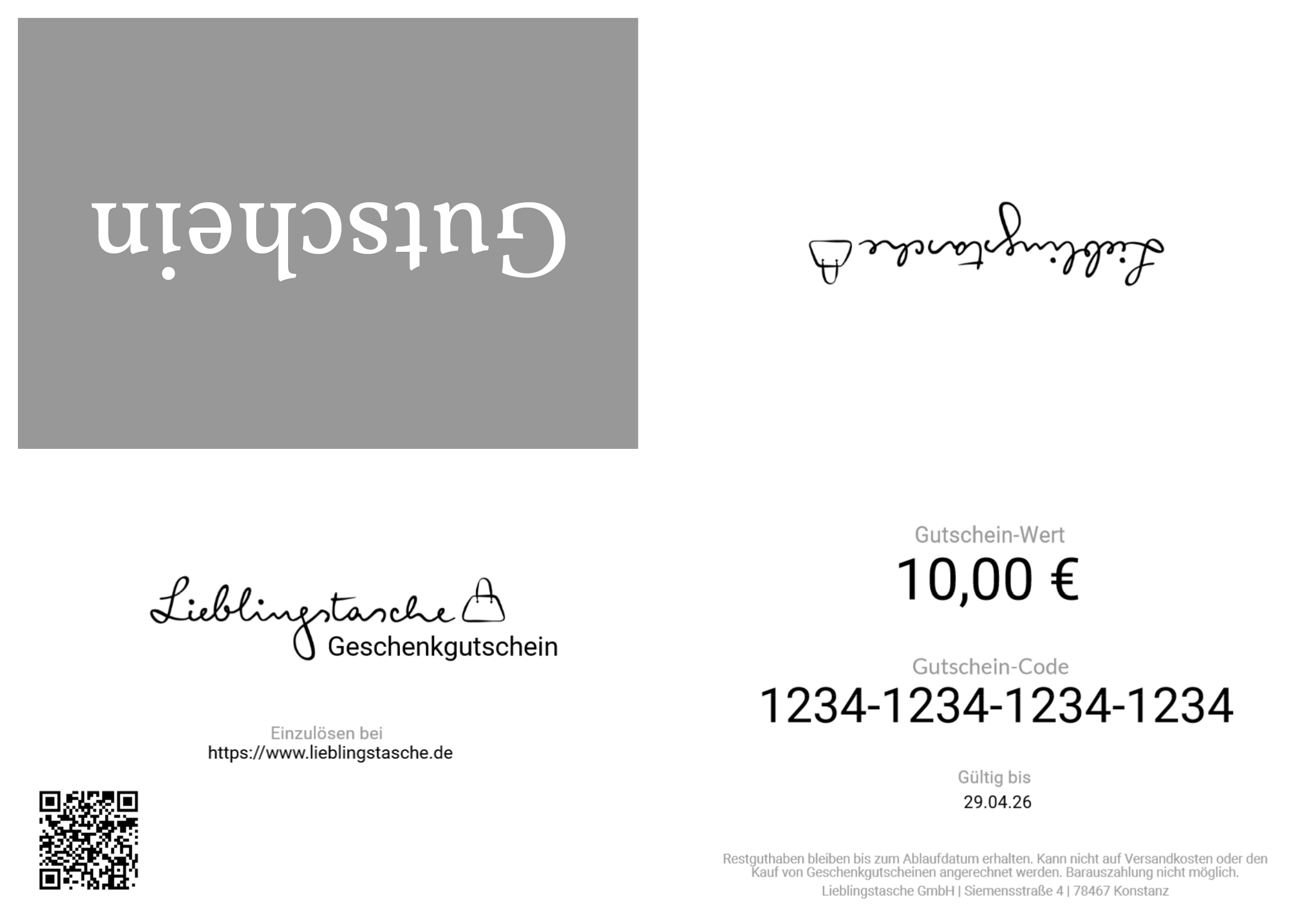 Lieblingstasche Geschenkgutschein zum Ausdrucken Lieblingstasche Geschenkgutschein zum Ausdrucken